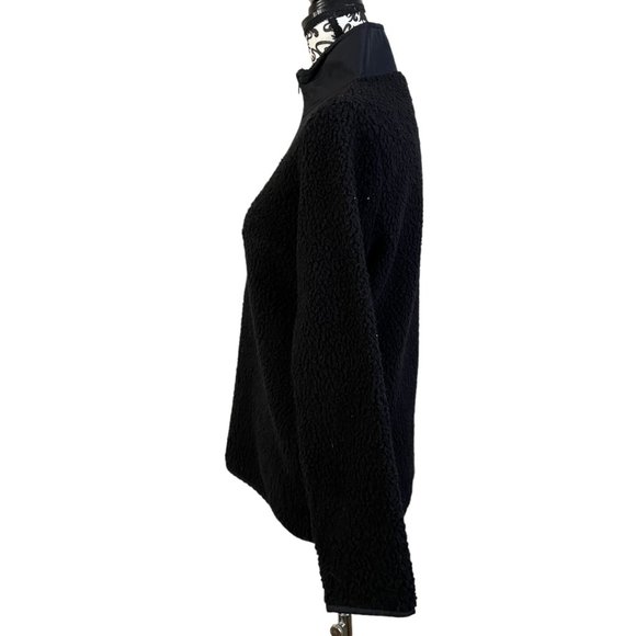 St. John's Bay | Black Sherpa Mock Neck Long Sleeve Quarter-Zip Pullover Small - Picture 3 of 7
